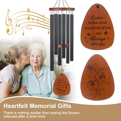 32" Memorial Wind Chimes for Loss of Loved One Sympathy Gifts with Condolence Card, Weatherproof Aluminum Outdoor Windchimes for Garden Patio Porch, Bereavement Remembrance Gift for Friend