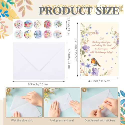 Motiskyy 72 Pack Religious Thinking of You Cards with Envelopes, Floral - style: Floral
