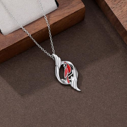 Dove/Hummingbird/Red Cardinal/Dragonfly/Butterfly Necklace 925 Sterling Silver Turquoise/Opal/MoonStone/Crystal/Malachite Bird Necklace Dove Pendant Jewelry for Women Men - color: Red Cardinal