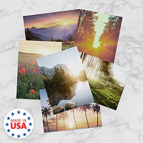 Canopy Street Beautiful Sunrise Greeting Note Card Pack / 24 Nature Greeting Cards With White Envelopes / 6 Lovely Outdoor Sunset Scenery Designs / 4 5/8" x 6 1/4" All Occasion Sympathy Cards - color: Sunrise Sunset