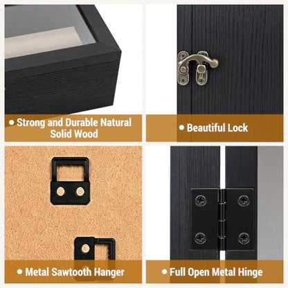 Muzilife 12.5x5 Rustic Shadow Box Pine Wood Picture Frame, 3.94 Deep, Black - color: Black, size: 12.5"x5"