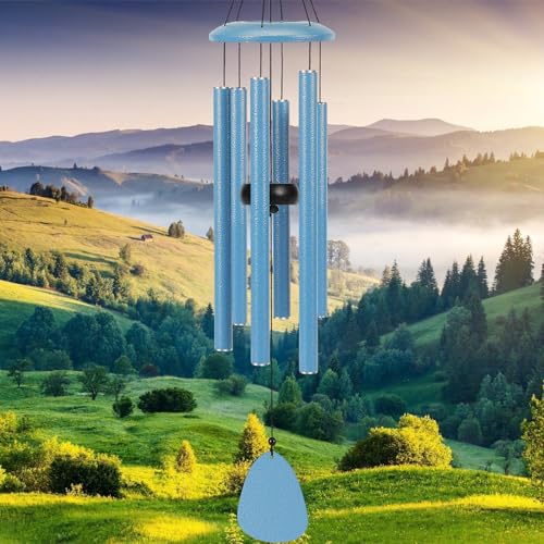 FSVGYY Wind-Chimes-Outdoor-Deep-Tone, Large Soothing Melodic Tones Mobile Windchimes, Wind Chimes for Outside, Memorial Wind Chime Best Gift for Mom Women Grandma Neighbors(32" Blue Coated Aluminum) - color: Blue, size: Luxury 32"