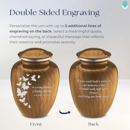 Geturns Embrace Adult Custom Butterfly Cremation Urns for Human Ashes I Pearl Gold Large Funeral Urn for Female and Male I 200 lbs (Pearl Gold) - color: Pearl Gold