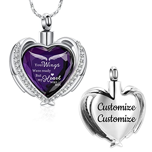 Imrsanl Cremation Jewelry for Ashes Pendant - Crystal Heart Urn Necklace with Mini Keepsake Urn Memorial Ash Jewelry - color: Customize