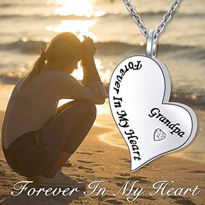Ladytree 925 Sterling Silver Cremation Urn Necklace for Ashes - style: Grandpa