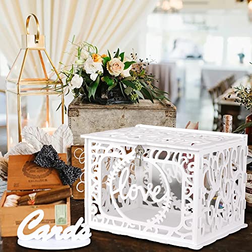 PVC Wedding Card Boxes for Reception, White Gift Card Box for Wedding Decor - style: White Hollow