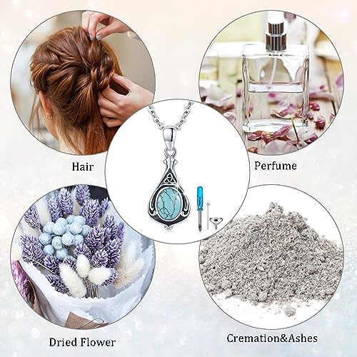 Urn Necklace for Ashes Cremation Jewelry 925 Sterling Silver Ashes Pendant Necklace Memorial Jewelry Gifts for Women Men Girls Boys - style: Celtic-Dec-Turquoise