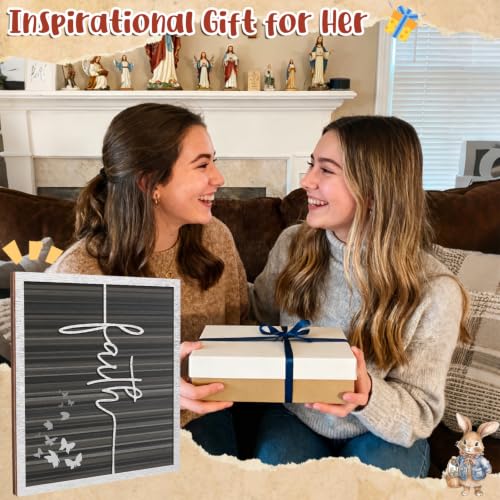 ARTINAEL Christian Gifts for Women Faith, Wood Jesus Art Decor Signs & Plaques for Entryway Table Desk Shelf Tiered Tray, Inspirational Butterfly Design Motivational Gift for Home Office Farmhouse - style: Faith