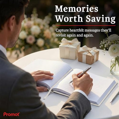 Personalized Hardcover Wedding Guestbook (White) | Elegant Wedding Keepsake Design, Premium Hardcover Construction, Smooth Lined Writing Pages, Perfect for Cherished Messages - color: White
