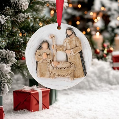 3D Nativity Scene Ornament for Christmas Tree - Religious Christian Church Ornaments Holy Family Tradition Gifts - Unique Jesus Ornaments Decorations for Family Friends - style: Nativity