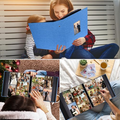 Ruibytree Extra Large Capacity Photo Album 4x6 Pictures 1000 Pockets, Blue | Linen Cover, Horizontal & Vertical 4x6 Photos, Removable Acid-Free Pages, Front Display Window, for Family, Wedding & Travel - color: Blue