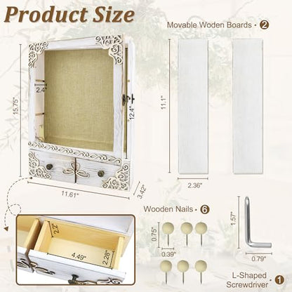 11x16 Wedding Shadow Box Frame with Shelves, White - color: Classic White