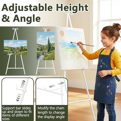 Easel Stand for Sign, Adjustable Easel Stand for Display, Metal Easel Display Stand Heavy Duty, White - color: White