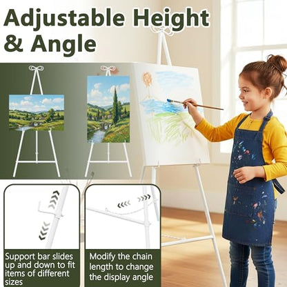 Easel Stand for Sign, Adjustable Easel Stand for Display, Metal Easel Display Stand Heavy Duty, White - color: White