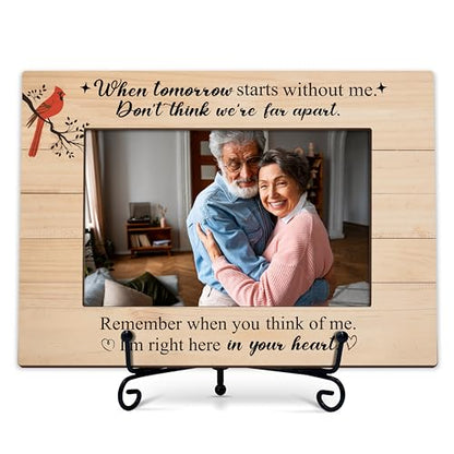Sympathy Photo Frame Gifts, In Memory Of Loved One Remembrance Frames, Cardinal Themed Wooden Picture Frame With Stand, Bereavement Condolence Gifts For Loss Of Family Friends -45