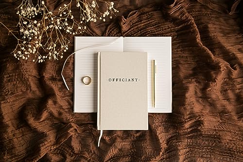 Wedding Officiant Book - Modern Cream Canvas Linen Printed Hardcover Notebook Journal Gift for Pastor Ministers Sermon Wedding Ceremony, 32 Pages, 140gsm Thick Lined Paper, 5.25 x 8.25" (Design 7) - color: Design 7