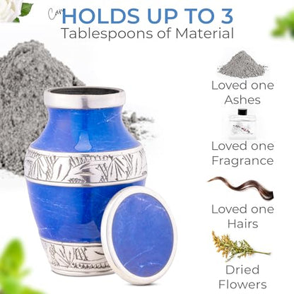 Marbled Metal Keepsake Urn for Human Ashes, Mini 6 Cu in, Blue - color: Blue, size: Small (Set of 1)