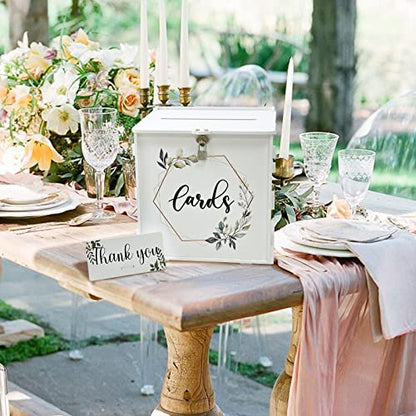 White Wedding Card Box with Lock, PVC Envelope Money Card Box for Wedding - style: White Print