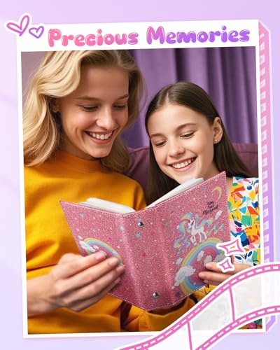 Slohif Photo Album for kids 4x6 Pictures Leather Small Baby Memory Book Keepsake for My First Family 100 Pockets Personalized Photobook for Boys Girls Toddler Travel Birthday Anniversary Rainbow - style: Rainbow