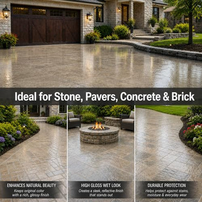 Wet Look Stone & Concrete Sealer, High Gloss for Pavers & Patios, 1 Quart | For Pavers & Patios, 1 Quart - style: 1-Quart