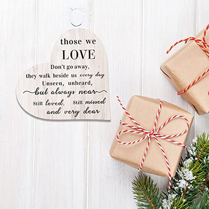 Blulu Sympathy Gift Memorial Wooden Heart for Loss of Loved One Bereavement Remembrance Gift Ideas Heart Memorial Sign Celebration of Life Sympathy Plaque Decor for Grief Father Mother Brother Son