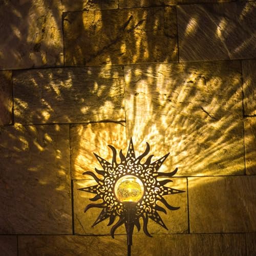 TAKE ME Sun Solar Lights Outdoor Waterproof Metal Garden Stakes for Patio Yard Walkway LawnPatio Mothers Gifts Mom Wife Grandma (Sun)