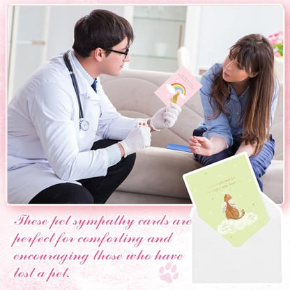Motiskyy 48 Pack Pet Sympathy Cards for Dogs Cats Loss Sympathy Card Bulk with Envelopes and Stickers Loss of Pet Dog Cat Rainbow Bridge Condolences Gifts (Pastel) - style: Pastel