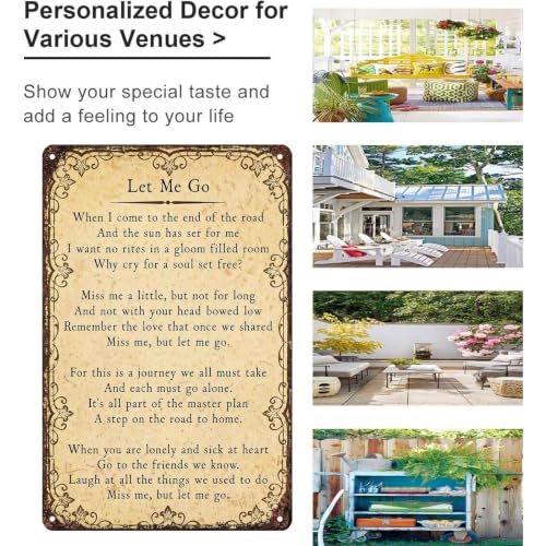 Let Me Go Bereavement Poem Farmhouse Aluminum Metal Sign 8 x 12 Inch