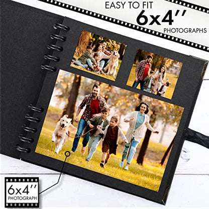 Scrapbook Album, 36 Pages, 7 x 7 Inch, Black Photo Album, Scrap Book | Hardcover with Thick 250 GSM Kraft Paper, Ideal for Your Scrapbooking Albums, Art & Craft Projects (Black, 7 x 7 Inch) - color: Black, size: 7 X 7 Inch