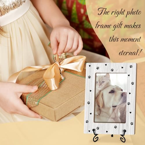 Utaqer Cat Picture Frame, Kitten Paws, Picture Gifts For Women Wife Friend, Wooden Picture Frame For Holiday Birthday Thanksgiving, 4X6 Photo Frame With Stand -25 - style: Paw prints