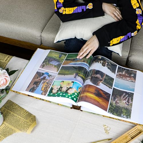 Holoary Photo Album 4x6 500 Photos 5 Pictures Per Page, with Photo Frame Window, 500 Pockets 4”x6”, Printed Book Cover Travel Design World Map Adventure Vacation Travel Photo Album - size: 500 Pockets
