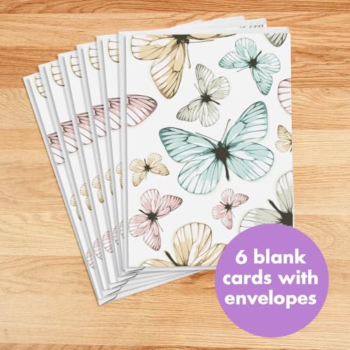 Designer Greetings For Your Words, Blank Cards 6 Pack - color: Pastel Butterflies