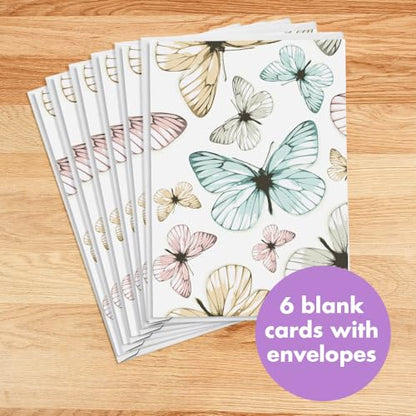 Designer Greetings For Your Words, Blank Cards 6 Pack - color: Pastel Butterflies