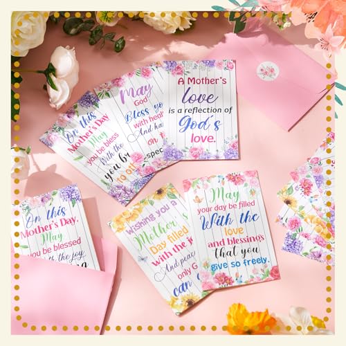 Eaasty 50 Sets Christian Birthday Cards with Envelopes Stickers, 4x6 Inch - style: Mother's Day