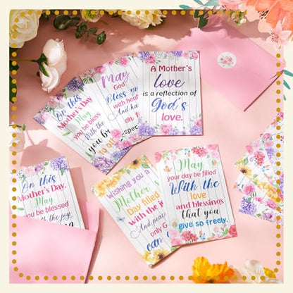 Eaasty 50 Sets Christian Birthday Cards with Envelopes Stickers, 4x6 Inch - style: Mother's Day