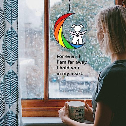 Stained Glass Rainbow Bridge White Dog Memorial Gifts for Loss of Dog Sympathy Remembrance Suncatcher, Thoughtful Pet Loss Bereavement Gifts in Memory of Pet Passing Away Window Hanging. - color: Rainbow - W