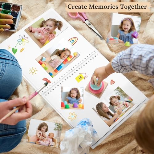 Scrapbook Photo Album 8"x8" 20 Sheets 40 Pages Hardcover Kraft Paper White - color: White, size: 8"x8" 20 Sheets