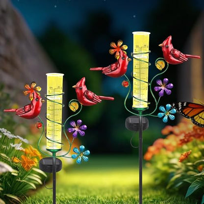 Rain Gauges Outdoors Best Rated, Cardinal Rain Measure Gauge | Freeze Proof Adjustable Height Large Rain Measuring Tool for Garden Yard Fence - color: Cardinal