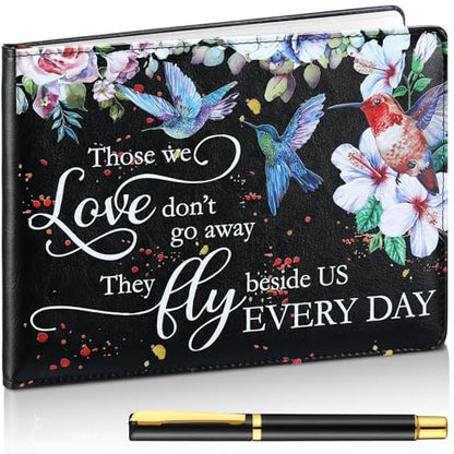 Yingzhao Memorial Funeral Guest Book with Pen 144 Pages Cardinal Funeral Guest Sign in Book for Memorial Service Celebration of Life Party Supplies in Loving Memory(Hummingbird) - style: Hummingbird