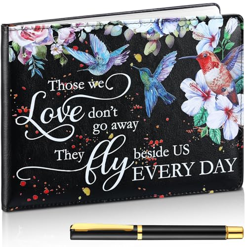 Yingzhao Memorial Funeral Guest Book with Pen 144 Pages Cardinal Funeral Guest Sign in Book for Memorial Service Celebration of Life Party Supplies in Loving Memory(Hummingbird) - style: Hummingbird