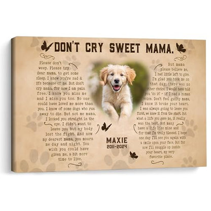 KiKiLuna Personalized Pet Dog or Cat Memorial Framed Canvas - color: Design 1