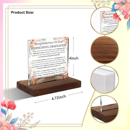 High School Graduation Acrylic Plaque, Inspirational Gift for Graduates, Motivational Keepsake Celebrating Achievement, Encouragement Floral Decor for Teen Boys and Girls Graduation,XXD101 - style: Graduates