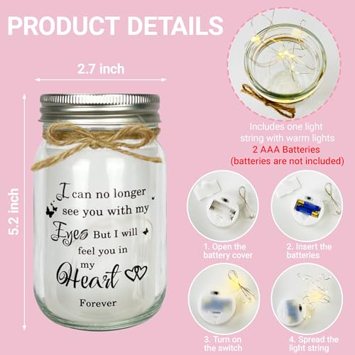 Sympathy Gifts for Loss of Loved One, Memorial Mason Jar Light, Bereavement Gift for Grieving Friends & Family, In Memory of Mom Dad Husband Wife, Remembrance Home Decor - style: Sympathy
