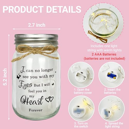 Sympathy Gifts for Loss of Loved One, Memorial Mason Jar Light, Bereavement Gift for Grieving Friends & Family, In Memory of Mom Dad Husband Wife, Remembrance Home Decor - style: Sympathy