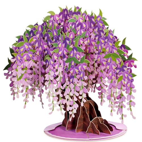 Paper Love 3D Pop Up Flower Bouquet Card, with Wisteria Tree Forever Keepsake, Gift for Birthday, Wedding, Anniversary, Graduation, Get Well, Thank You, Mothers Day, Valentines Day, All Occasion - Oversized 10" x 7" Cards - with Envelope and Note Card - c