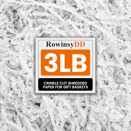 RowinsyDD 3LB White Crinkle Paper Filler, Shredded Paper for Gift Baskets | Crinkle Paper Filler Packaging Wrapping Cushion Stuffing Box Confetti Filler for Easter Christmas Wedding Birthday Bridesmaid - color: White, size: 3LB