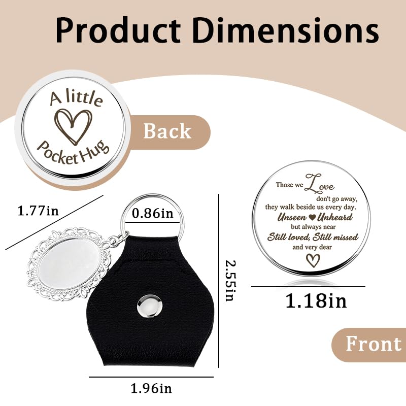 Custom Memorial Pocket Hug Coin with Photo Charm Keychain Sympathy Gifts | Memorial Gifts for Loss of Loved One, Bereavement Gift With Black Leather Keychain, Picture Frame Keychain, Handbag Bag Charm - color: Love Unseen