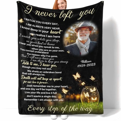 Custom Memorial Blanket with Photos for Loss of Loved One Personalized | Sympathy Gift Personalized Bereavement Blanket for Husband Wife Son Daughter - color: Custom Memorial-110