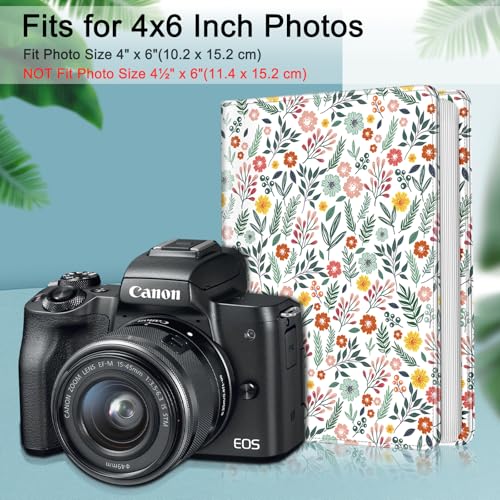 Fintie Photo Album for 4x6 Photos - 112 Pockets Vegan Leather Cover Memory Albums Book for Birthday Family Anniversary Vacation Pictures, Spring Bloom - color: spring bloom