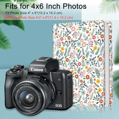 Fintie Photo Album for 4x6 Photos - 112 Pockets Vegan Leather Cover Memory Albums Book for Birthday Family Anniversary Vacation Pictures, Spring Bloom - color: spring bloom